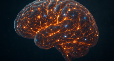 Representación visual de la neuroplasticidad con redes neuronales luminosas que simbolizan cómo el amor activa, reorganiza y transforma el cerebro.