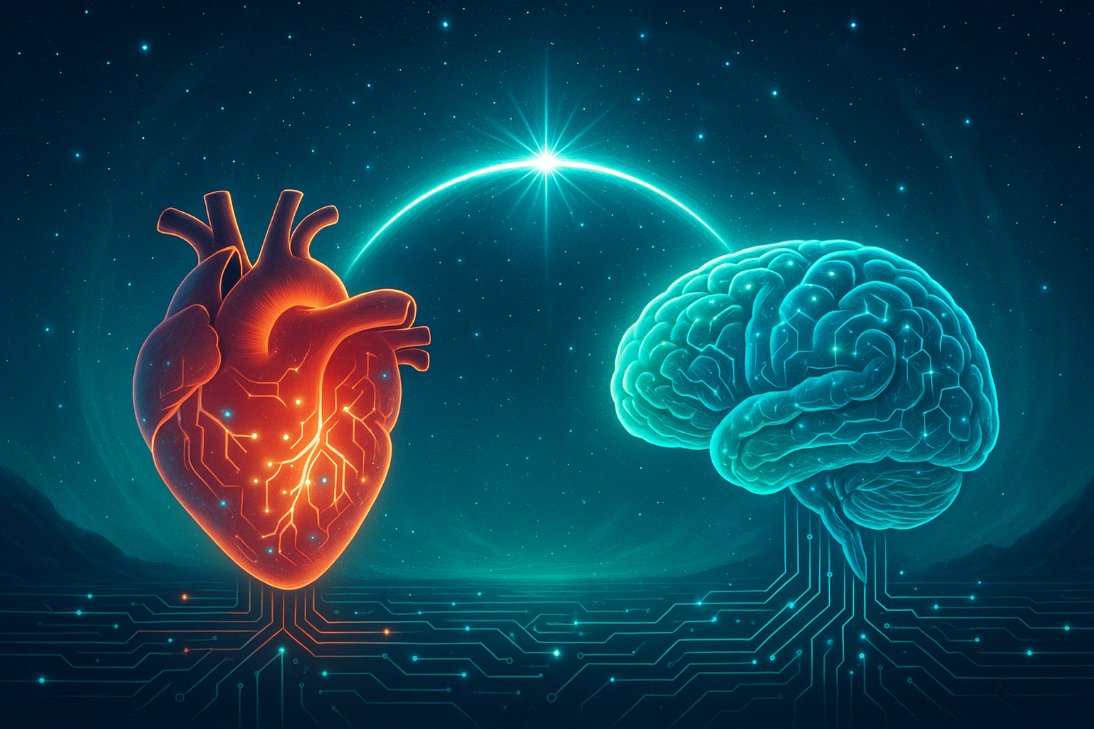 Ilustración del corazón y el cerebro conectados en coherencia emocional y científica
