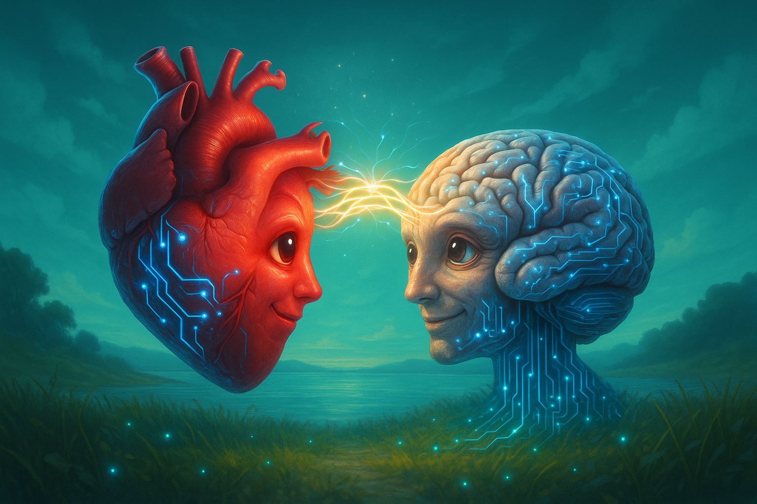 Ilustración del corazón y el cerebro conectados en coherencia emocional y científica